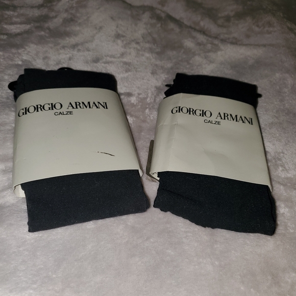 NWT Vintage Giorgio Armani Calze Control Top Black Pantyhose Set (2pc) - Picture 2 of 6